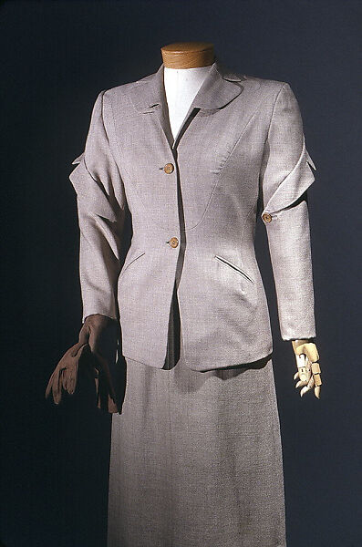 Suit, Gilbert Adrian (American, Naugatuck, Connecticut 1903–1959 Hollywood, California), wool, bone, American