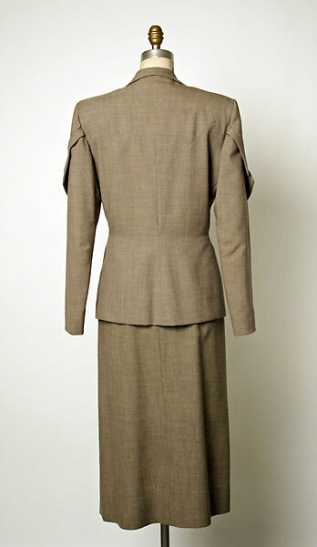 Suit, Gilbert Adrian (American, Naugatuck, Connecticut 1903–1959 Hollywood, California), wool, bone, American