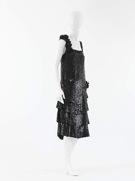 Evening dress, House of Chanel (French, founded 1910), silk, plastic, French 