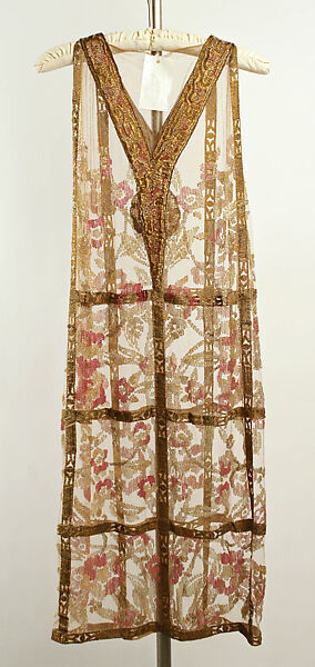 Evening dress, Callot Soeurs (French, active 1895–1937), cotton, metallic thread, glass, French