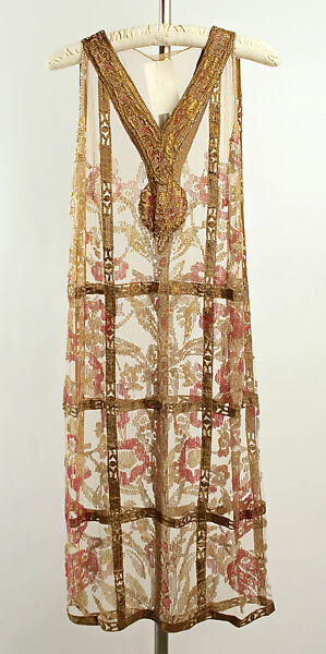 Evening dress, Callot Soeurs (French, active 1895–1937), cotton, metallic thread, glass, French 