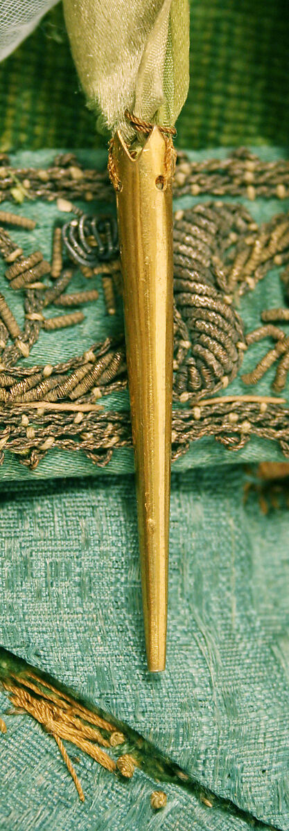 Doublet, silk, metallic thread, brass, European