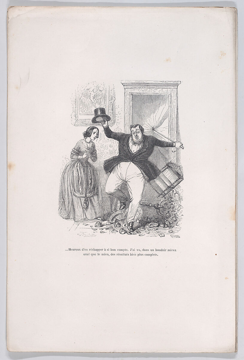 ...Happy to get away with it so cheaply, from "Little Miseries of Human Life", J. J. Grandville (French, Nancy 1803–1847 Vanves), Wood engraving 