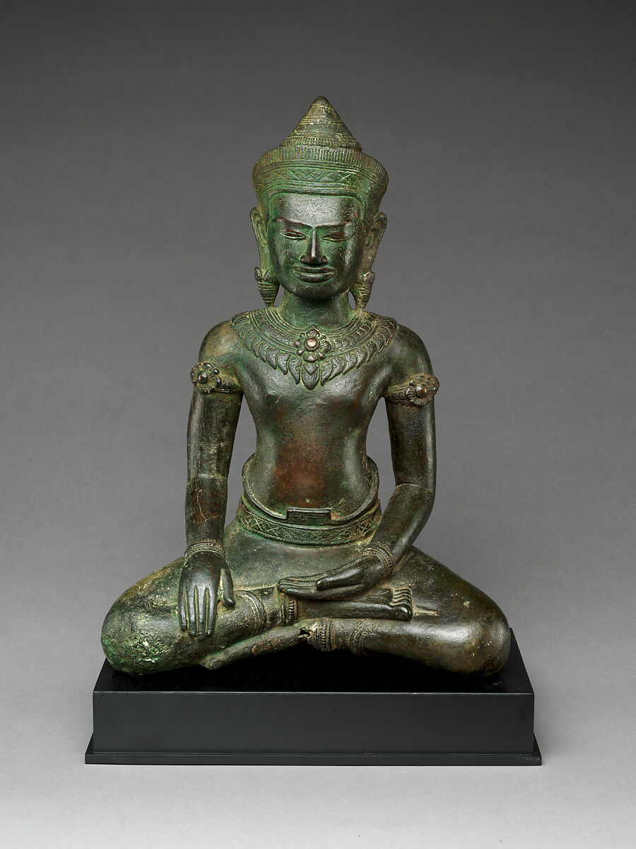 Crowned Buddha, Copper alloy, Thailand (Lopburi) 