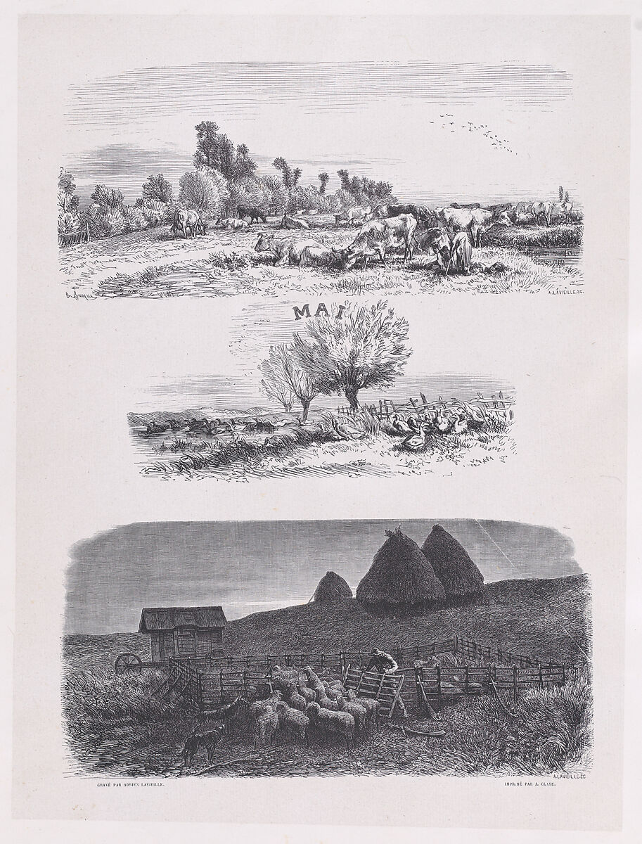 May, from "Album of Rustic Subjects", Charles Jacque (French, Paris 1813–1894 Paris), Wood engraving 