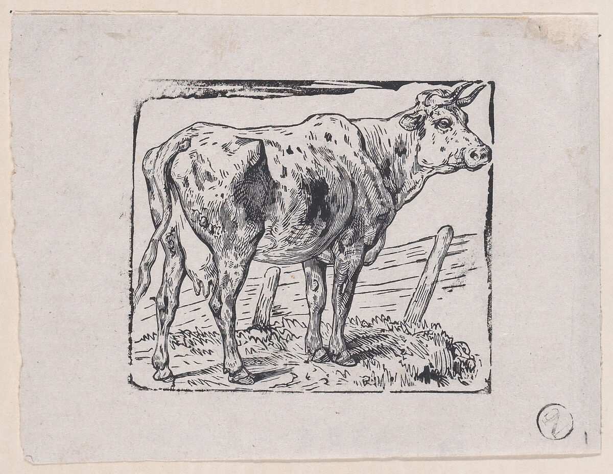 A Cow, Charles Jacque (French, Paris 1813–1894 Paris), Wood engraving 