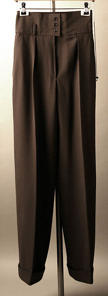 Pantsuit, Yves Saint Laurent (French, founded 1961), (a) wool, wood; (b) wool, French