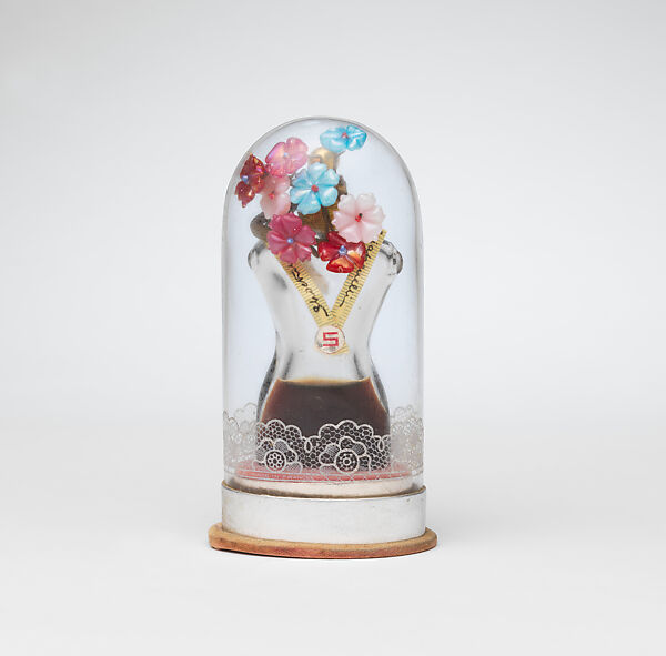 Perfume Bottle, Schiaparelli (French, founded 1927), glass, metal, paper, plastic, French 