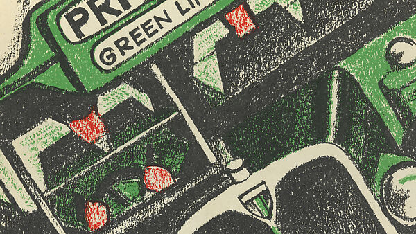 To Hire  A  Bus or Coach, Andrew Power [Sybil Andrews, 1898–1992 and Cyril Power, 1872–1951], Lithograph