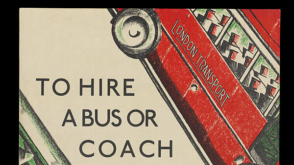 To Hire  A  Bus or Coach, Andrew Power [Sybil Andrews, 1898–1992 and Cyril Power, 1872–1951], Lithograph