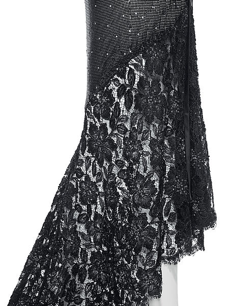 Evening dress, Gianni Versace (Italian, founded 1978), metal, cotton, silk, glass, Italian