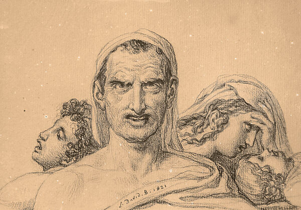 Composition with Four Figures, Jacques Louis David (French, Paris 1748–1825 Brussels), Black chalk 