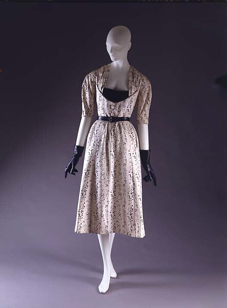 "Quiproquo", House of Dior (French, founded 1946), (a-c) silk
(d) leather, French
