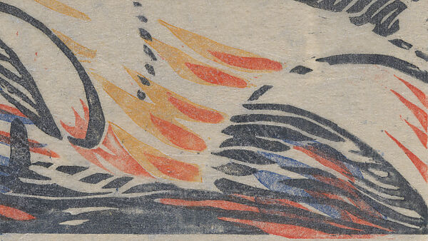 Brooklands, Claude Flight (British, 1881–1955), Linocut on Japanese paper coated with a metal-flecked glaze