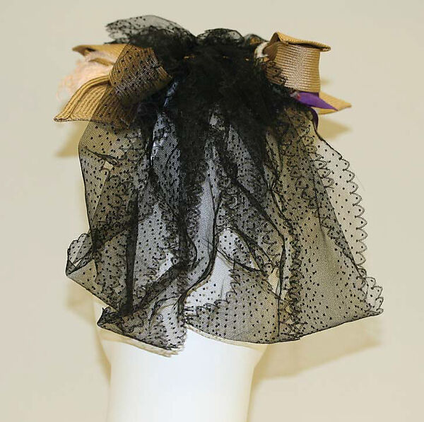 Hat, Braagaard (American), straw, cotton, feathers, French