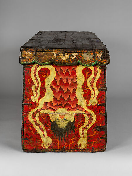 Chest with Scenes of Tantric Offerings, Polychrome wood with iron brackets, Tibet