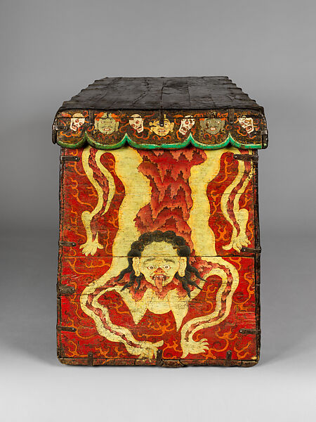 Chest with Scenes of Tantric Offerings, Polychrome wood with iron brackets, Tibet