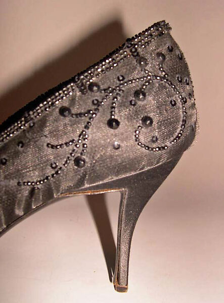Evening shoes, House of Dior (French, founded 1946), silk, glass, French