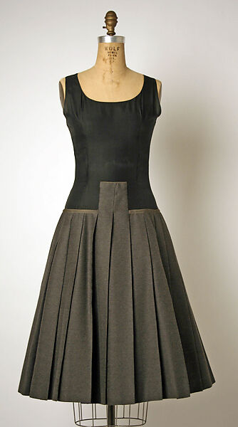 Ensemble, House of Dior (French, founded 1946), (a–c) wool, silk
(d) straw, French