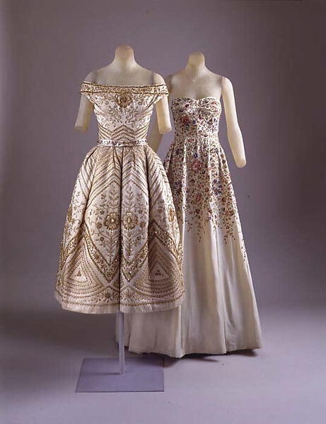 "Palomita", House of Dior (French, founded 1946), silk, sequins, bugle beads, gold metallic, French