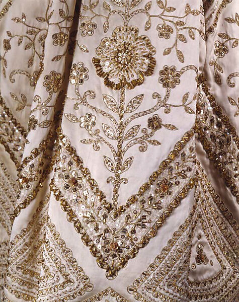 "Palomita", House of Dior (French, founded 1946), silk, sequins, bugle beads, gold metallic, French