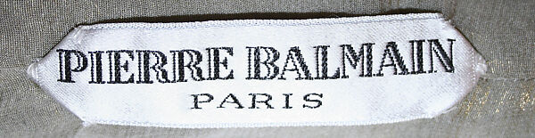 Evening ensemble, House of Balmain (French, founded 1945), silk, metallic thread, French