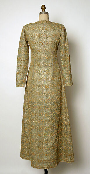 Evening ensemble, House of Balmain (French, founded 1945), silk, metallic thread, French