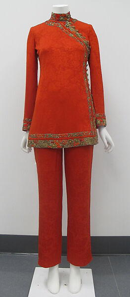 Evening ensemble, House of Balmain (French, founded 1945), silk, metallic thread, French