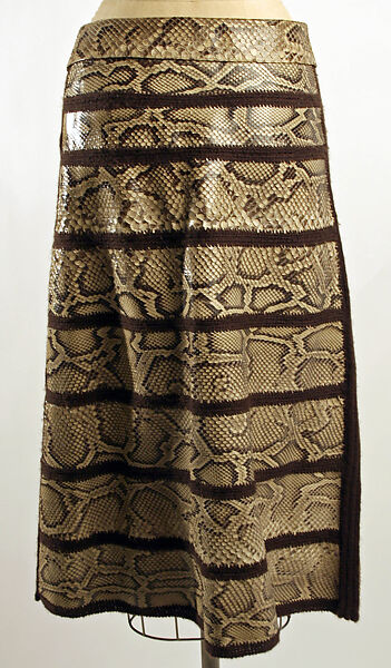 Skirt, Hettabretz (Italian, founded 1960), snakeskin, wool, Italian