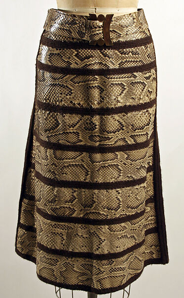 Skirt, Hettabretz (Italian, founded 1960), snakeskin, wool, Italian 