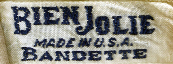 Brassiere, Bien Jolie (American), cotton, rayon, American