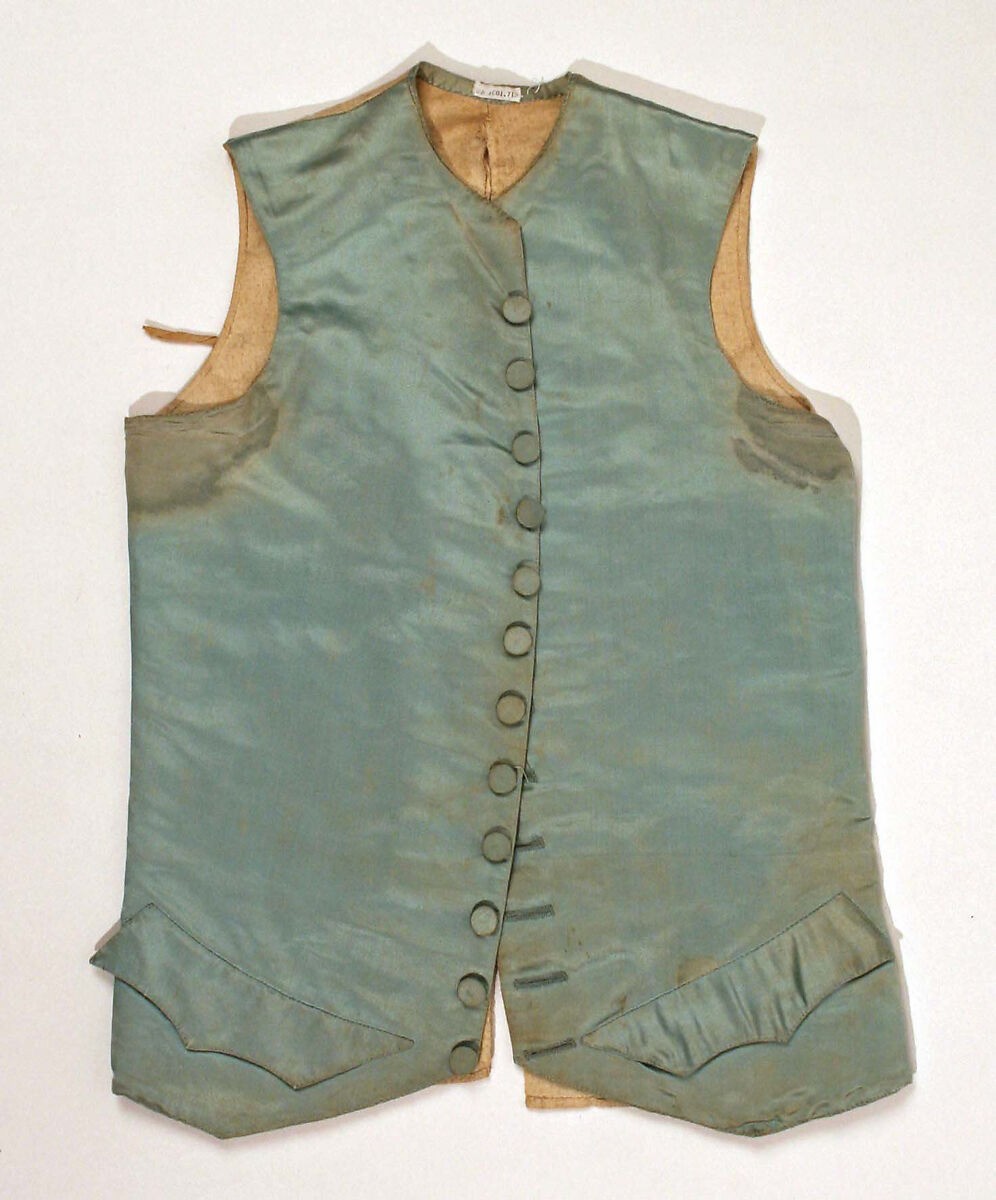 Waistcoat, silk, linen, European 