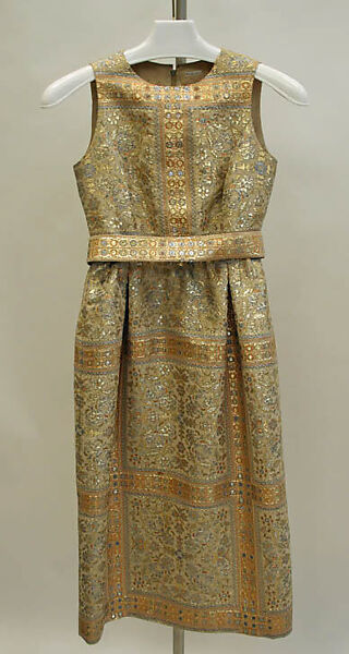 Evening dress, Mainbocher (French and American, founded 1930), (a, b) silk, Lurex, American 