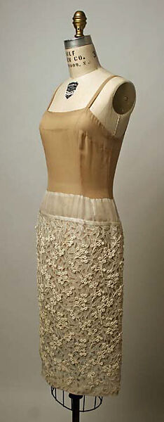 Evening dress, Yves Saint Laurent (French, founded 1961), cotton, silk, pearl, plastic, French