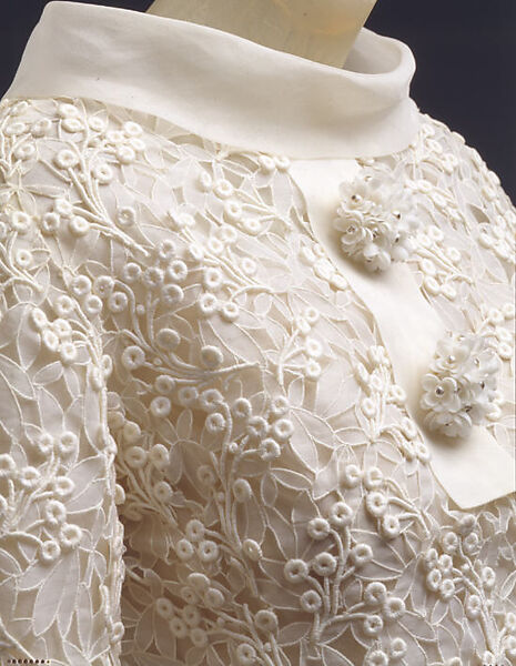 Evening dress, Yves Saint Laurent (French, founded 1961), cotton, silk, pearl, plastic, French