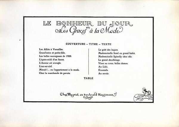 Le bonheur du jour; ou, Les graces a la mode, George Barbier (French, Nantes 1882–1932 Paris), paper, French