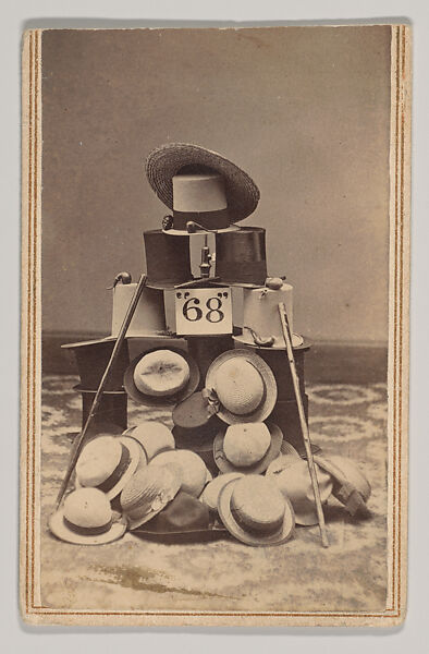 [Display of Hats and Accessories of 1868], Pine &amp; Bell (American, active 1860s, Troy, New York), Albumen silver print from glass negative 