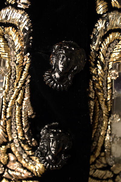 Evening jacket, Schiaparelli (French, founded 1927), silk, glass, plastic (cellophane, cellulose nitrate, phenolic resin), French