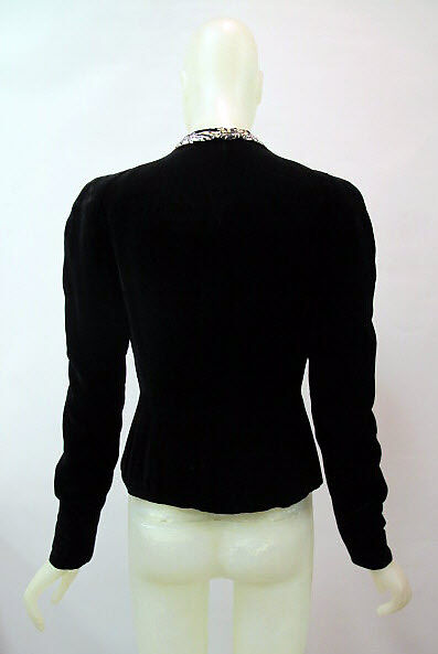 Evening jacket, Schiaparelli (French, founded 1927), silk, glass, plastic (cellophane, cellulose nitrate, phenolic resin), French