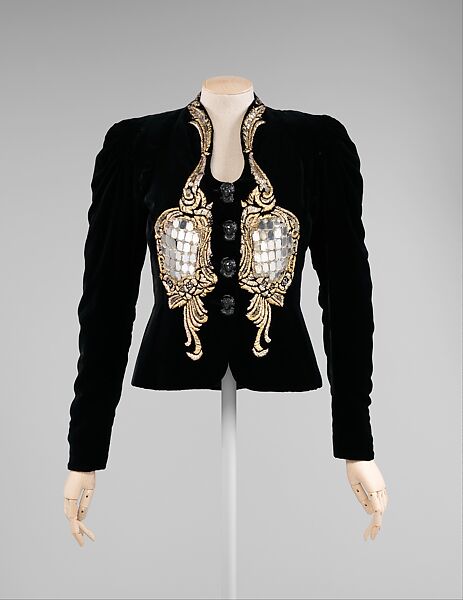 Evening jacket, Schiaparelli  French, silk, glass, plastic (cellophane, cellulose nitrate, phenolic resin), French