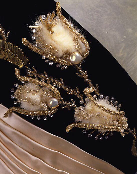 Ball gown, House of Jacques Fath (French, founded 1937), silk, glass, metal, plastic, rhinestones, mink, French