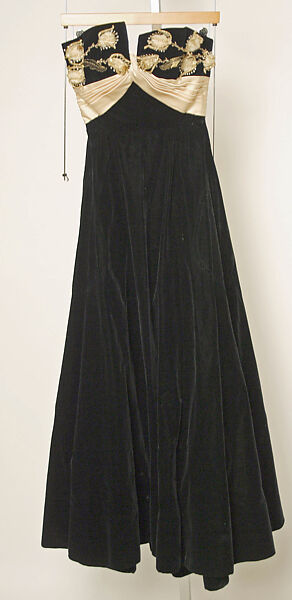 Ball gown, House of Jacques Fath (French, founded 1937), silk, glass, metal, plastic, rhinestones, mink, French