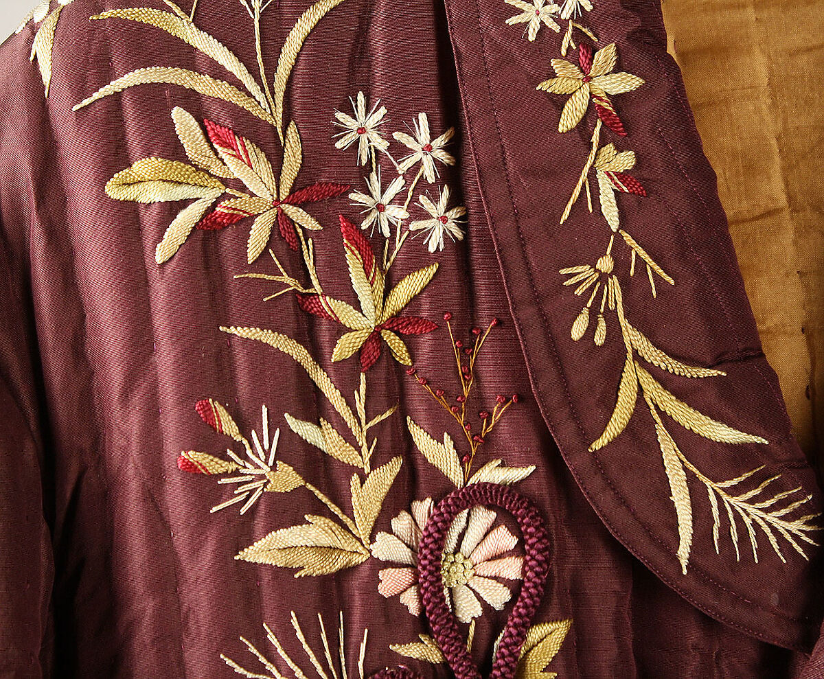 Dressing gown, (a, b) silk, American or European