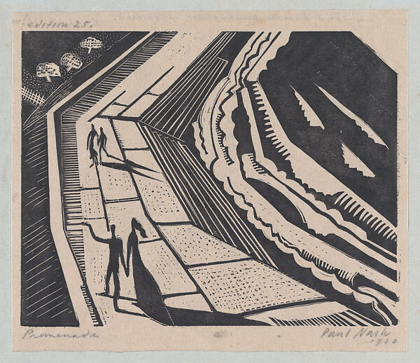 Promenade No.1, Paul Nash (British, Kensington 1889–1946 Hampshire), Wood engraving on Japanese paper 