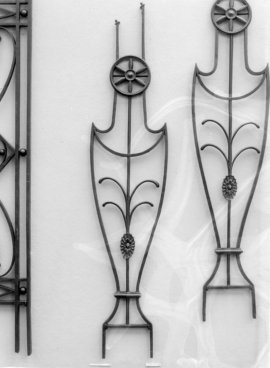 Baluster (one of pair), Wrought iron, brass, British 