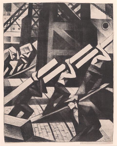 Loading the Ship, Christopher Richard Wynne Nevinson (British, London 1889–1946 London), Lithograph 