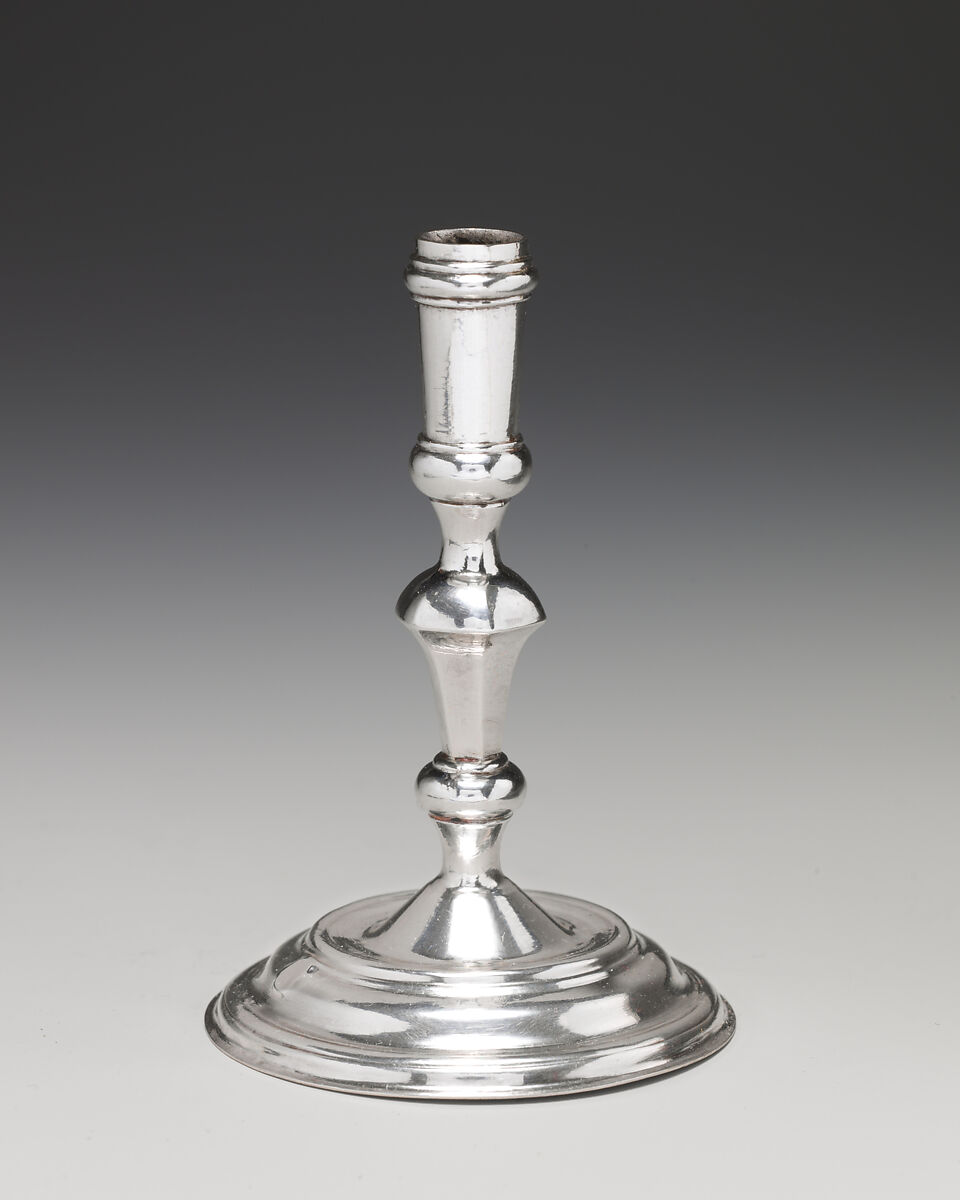 Miniature taperstick (one of a pair), David Clayton (British, active 1689), Silver, British, London