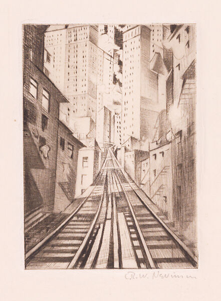New York: An Abstraction, Christopher Richard Wynne Nevinson (British, London 1889–1946 London), Drypoint 