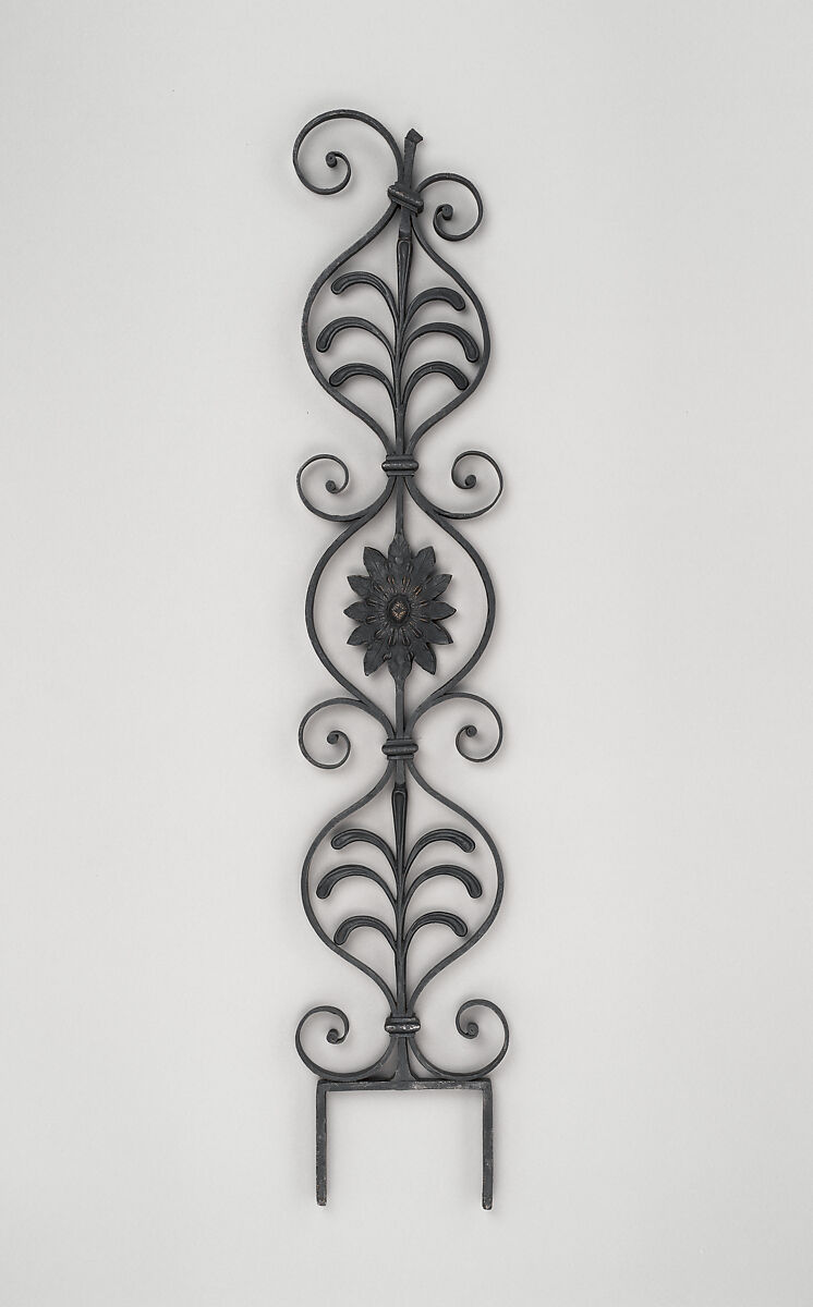 Iron baluster (one of a pair), Wrought iron, brass, British