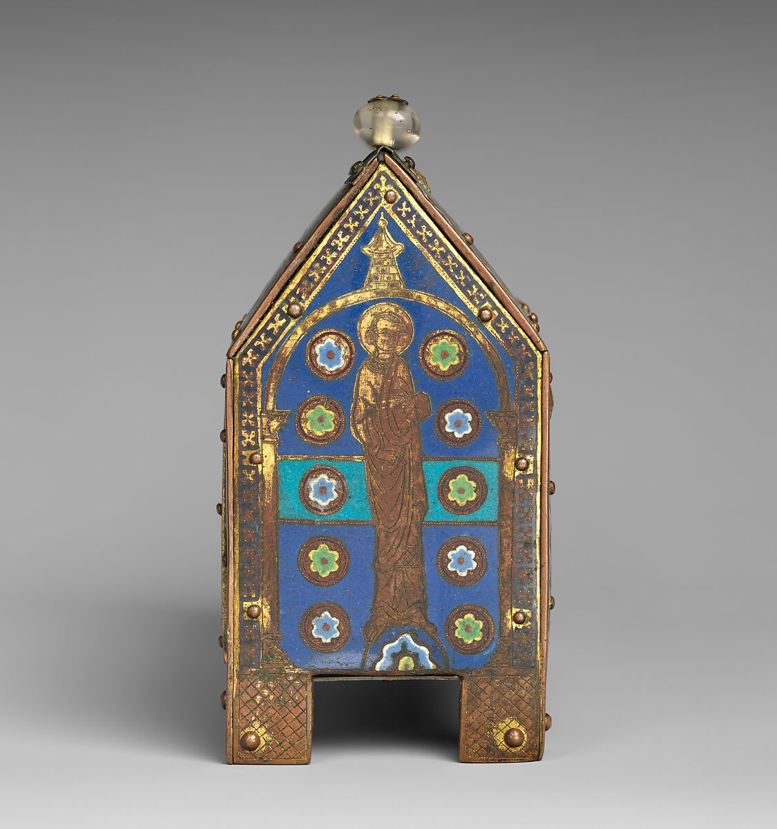 Reliquary of the Journey and Adoration of the Magi, Champlevé enamel on gilded copper; rock crystal; wood core, French